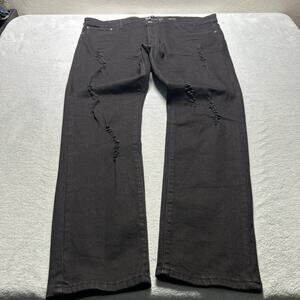 Y2k 2000s Ripped Relaxed Straight Leg Jeans Mens 44x32 Black Loose Hamilton
